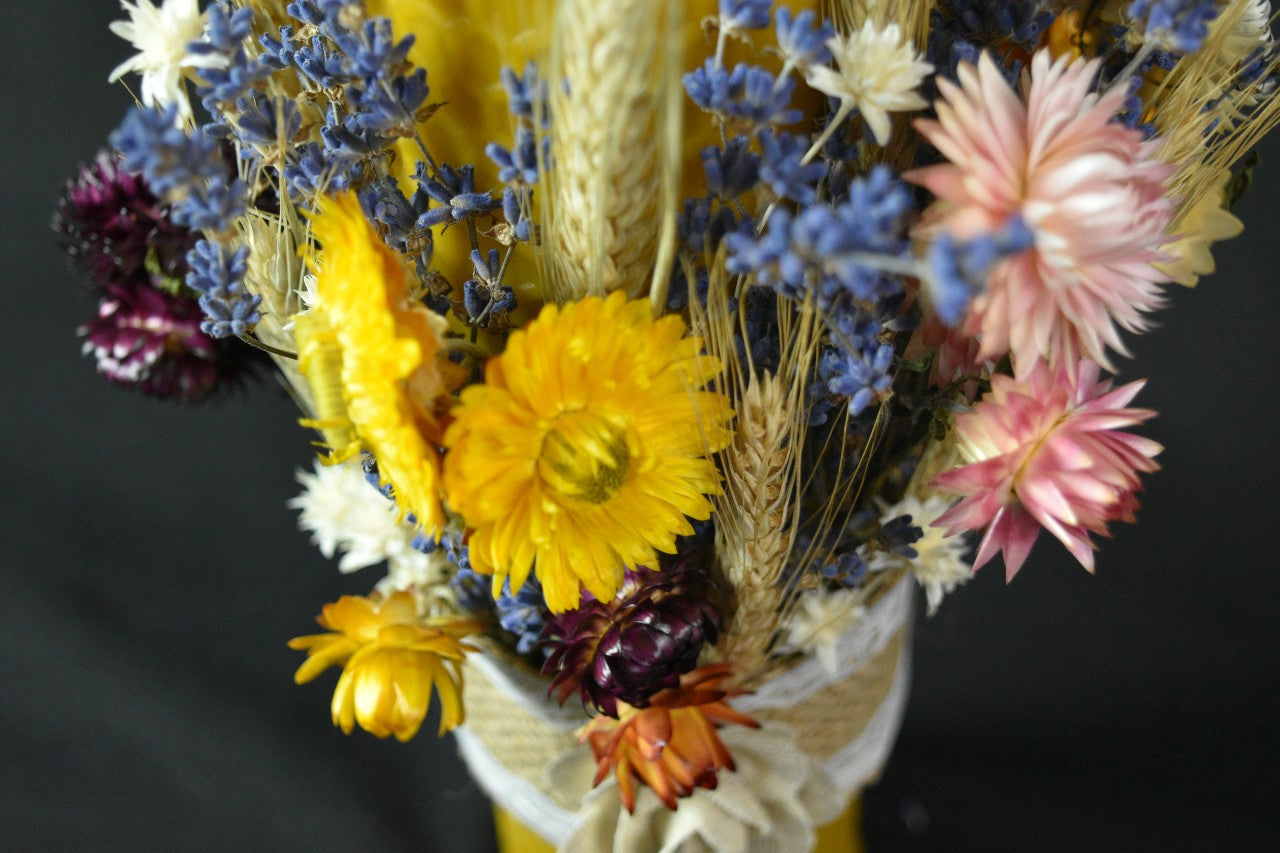 Christening or Wedding Candle with immortal flowers